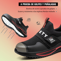 Chaussures de sécurité confortables et légères à embout d'acier pour hommes et femmes, anti-écrasement, prix bas, vente en gros, tige en maille respirante, pour le travail