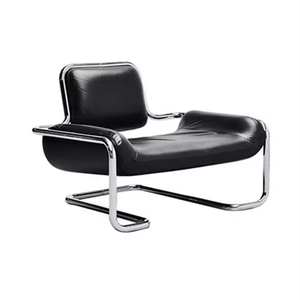 Sillón Convexo de Cuero de Diseño Nórdico, Silla de Salón Anómala Curvada, Mesa de Té Simple para Sala de Estar de Hotel, Ocio Interior - Product Image 1
