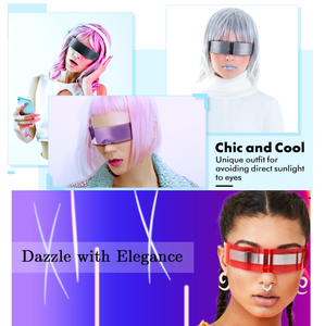 80s Futuristic Cyclops <span class=keywords><strong>Cyber</strong></span> Visor Gafas de sol Hombres Mujeres Estilo punk Cosplay - Product Image 6