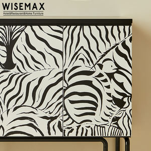 WISEMAX ריהוט יוקרה עיצוב מוצק עץ מזנון סלון דקור ריהוט ארון זברה פס קונסולת עץ טלוויזיה קבינט - Product Image 3