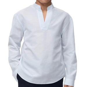 Men's Bavarian Oktoberfest Shirt - Traditional German V-shaped neckline, <b>no</b> <b>buttons</b> - Soft, Breathable Cotton blend - Product Image 1