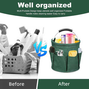 <b>Garden</b> Cleaning Bucket Organiser with Handle 6 Pockets Caddy <b>Storage</b> Bag for Outdoor Camping Home Gardening Harvest Basket - Product Image 5