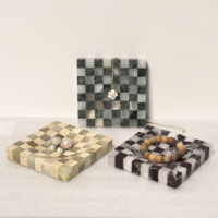 Élégante Table Basse Moderne en Marbre Faite à la Main, Plateau à Carreaux, Organisateur de Bijoux pour Mariage et Ramadan, Porte-Montres et Clés, Plat de Service pour la Maison
