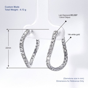 Pendientes de aro redondos de diamantes de laboratorio en oro de 14K personalizados de TIANYU GEMS, joyería geométrica minimalista para mujer - Product Image 2