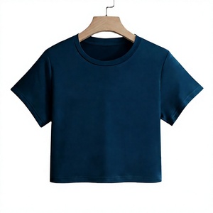 Women's Crop <b>Top</b> T-Shirt Crew Neck Short Sleeve Solid Color Regular Fit Breathable Jersey Knitted Cotton Summer Casual Wear - Product Image 1