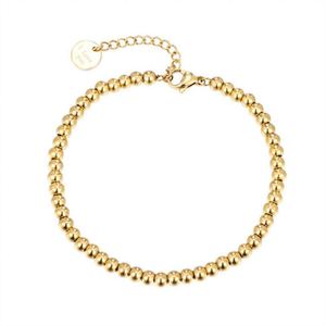 Custom Metal Round logo Tags Jewelry Women <b>Gold</b> <b>Beads</b> Chain <b>Bracelets</b> Jewelry - Product Image 1