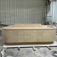 Îlot de présentation de bijoux moderne et écologique personnalisé, table de réception en marbre travertin de luxe