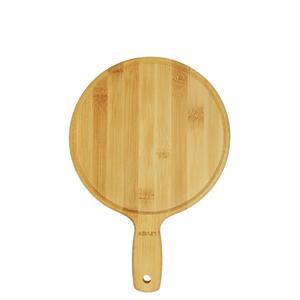 Plateau de service rond en bambou avec poignée pour pizza, gâteau, pain, steak - Product Image 1