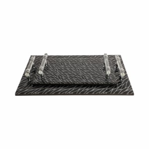 Vassoi moderni rettangolari in vetro con manici in cristallo per decorazioni centrotavola e arredamento per la casa - Product Image 5