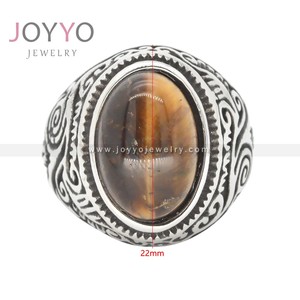 Anillo de ágata de ópalo para hombre, joyería de Turquía, Vintage, de acero inoxidable, patrón de llama de hip hop, Ojo de Tigre - Product Image 5