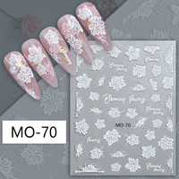Offre Spéciale nouveau Design en relief semi-transparent fleur ongles autocollants blanc peint à la main Nail Art décalcomanies
