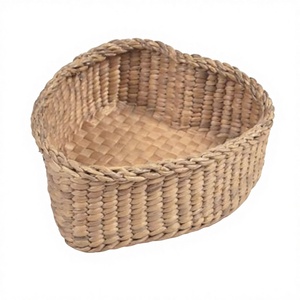 Water Hyacinth Heart Shape Multifunctional Round Utensils with 3 Hand-woven Storage Baskets from Vietnam - Product Image 1