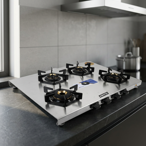 4 Burner LPG Gas Cooktop with Auto Ignition Stainless Steel Surface for Hotel & Household Use - Product Image 2