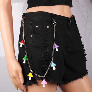 Cadena de cintura con forma de hongo para mujer, colgante acrílico colorido, accesorio de moda, pantalones cortos de mezclilla negros, cadena decorativa, joyería - Product Image 1