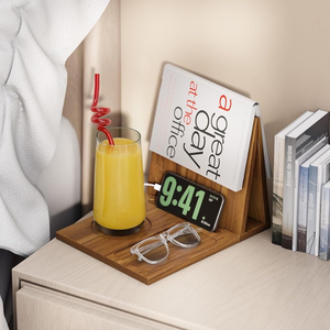 Supporto per Libri Triangolare in Legno di Acacia, Pieghevole, per Lettura a Letto, Portabicchieri, Portapenne, Portaocchiali, Portatelefono, Regalo per la Festa del <span class=keywords><strong>Papà</strong></span> e Capodanno - Product Image 2