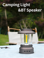 Lampe de camping classique étanche IP44 avec haut-parleur Bluetooth, lampes LED portables pour le camping, technologie COB, double couleur