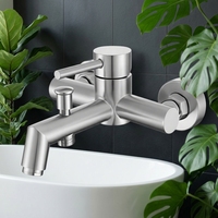 Robinet de douche monocommande en acier inoxydable 304 brossé contemporain pour usage hôtelier