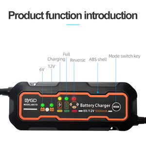 Chargeur de batterie de voiture intelligent <span class=keywords><strong>mini</strong></span> BYGD, vente en gros d'usine, 6V/12V 3A/5A, charge portable en 3 étapes pour batteries au plomb, voitures et scooters - Product Image 5