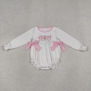 Ropa de Boutique para Niños al por Mayor: Pelele de Burbuja de Manga Larga Estampado de Algodón/Spandex Suave con Cierre de Botones para Bebés y Niñas Pequeñas - Product Image 3