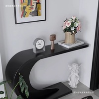 Console murale minimaliste italienne moderne en bambou pour salon, couloir, hall d'entrée, hôtel, maison - Noir
