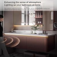 Meuble-lavabo solide monté antique américain au design moderne Meuble de salle de bain évier prêt à l'emploi avec miroir intelligent pour salle de bain