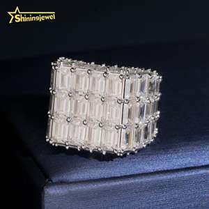 Anillo de Lujo con Incrustaciones de Moissanita VVS, Estilo Moderno, Joyería Hip Hop, Plata de Ley 925, Anillo de Boda Personalizado para Hombre - Product Image 4