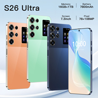Teléfono Inteligente S26 Android 14 5G al por Mayor, Nuevo Diseño, Doble SIM 3G 4G GSM, Pantalla HD LTE, 7800 mAh, 16 GB, 1 TB