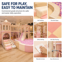 Equipo de área de juegos interior: Piscina de bolas de plástico, tobogán ondulado, rampa de escalada, valla acolchada, ventanas de observación, personalizable para espacios pequeños