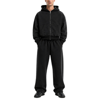 Ensemble de survêtement 2 pièces pour homme, style streetwear, personnalisé, avec fermeture éclair et délavage acide, en coton vierge de haute qualité, comprenant des sweats à capuche zippés pour homme