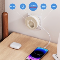 Enchufe de luz con sensor de potencia de 1 salida estándar de la UE, 1 USB, 1 tipo C, interruptor de encendido/automático/apagado, enchufe de extensión de detección corporal de 3-5m