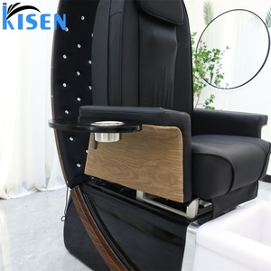 KISEN Wholesale Luxury Professional Throne High <b>Back</b> Foot Spa Massage Manicure Pedicure Chairs for Nail Salon With LED Base - Product Image 4