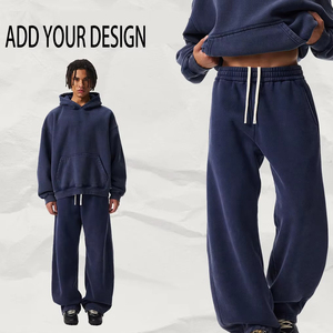 Pantalon de survêtement ample en molleton personnalisé pour homme, coupe droite, style streetwear, vente en gros - Product Image 1