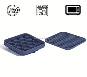 2025 novo design geometria salpicado efeito quadrado silicone cão lento alimentador tigela - Product Image 3