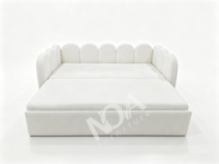 Canapé-lit moderne multifonctionnel avec lit gigogne escamotable, canapé-lit d'appoint en tissu bouclé, structure métallique, inclinable et extensible, écoresponsable