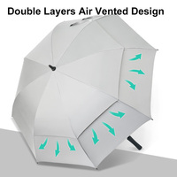 Parapluie de golf personnalisé à ouverture automatique, double couche, 32 pouces, haute qualité, imperméable, coupe-vent, grande taille, pour homme et femme, avec logo
