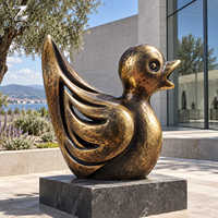 Charmante Sculpture de Canard en Laiton, Finition Bronze Antique, Décoration Animale Personnalisée pour Chambre, Hôtel, Intérieur, Jardin, Cour, Centre Artistique