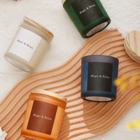 Personalisierte Luxuskerze mit Eigenmarke im Glas, Sojawachs Duftkerzen Mattglas Schwarz, OEM Aromatherapie 50 Stunden Säulenkerze