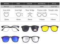 TR90 Lunettes de soleil magnétiques légères 5 en 1 Lunettes de soleil polarisées à clipser pour la conduite en vision nocturne Comprend un sac