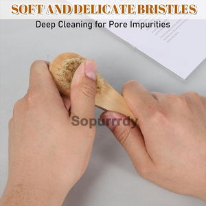 Brosse nettoyante visage en poils naturels avec logo personnalisé, mini brosse sèche pour nettoyer en profondeur les pores, éliminer l'acné, exfolier le corps et les pieds - Product Image 5