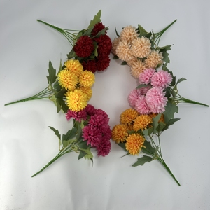 Prix d'usine – Bouquet de 7 chrysanthèmes pompon en soie artificielle pour mariage, cimetière, funérailles, tombes - Product Image 2
