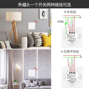 สวิตช์ติดผนังอัจฉริยะ EWeLink ควบคุมผ่านแอป Zigbee 1 ช่อง ใช้สายกลาง สีขาวและสีเทา แผง PC ทนไฟ - Product Image 3
