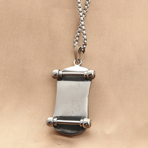 Collar con Colgante de Patineta de Acero Inoxidable para Hombre, Diseño Geométrico de Dibujos Animados, Estilo Punk Retro, Joyería de Moda - Product Image 2