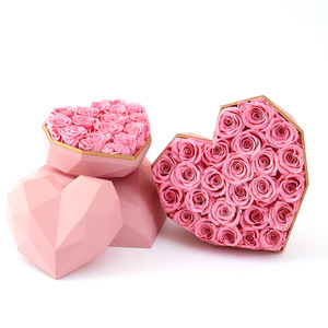 BLH Wholesale Heart Flower Love Diamond Box Custom High Quality Heart Shape Flower Box Preserved Flower Gift Box Rose