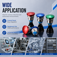 Interruptor de Botón Pulsador con Cabeza de Hongo Metálica IP65, de Acero Inoxidable, Montaje en Panel, Control Momentáneo para Equipos Industriales