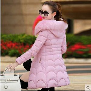 Abrigo Acolchado de Invierno para Mujer, Económico, Delgado, Cálido, con Capucha de Piel, Abrigo Largo Medio de Algodón para Mujer - Product Image 5