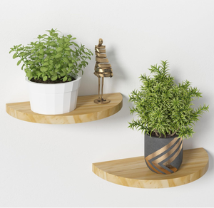 סלון חדר אמבטיה מטבח משרד צמחים תפאורה חצי עגול מוצק עץ רכוב מדפים צפים עץ - Product Image 6