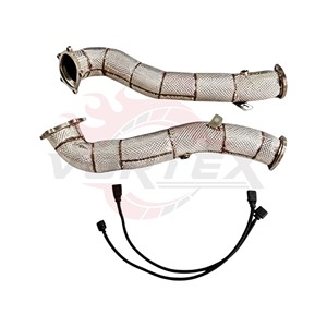 Tuyau d'échappement avant Vortex Heat Shielded Downpipe compatible avec Audi S7 S6 C7 4.0T Performance Racing Exhaust - Product Image 4