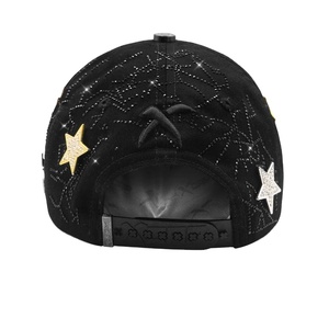 Neuer Stil Schwarze Gorras 3D Strass-Stickerei Spinnennetz Kristall-Kappe Mehrfarbige Stern-Metall-Pins Gotische Street-Baseball-Kappe - Product Image 5