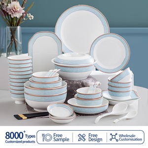 Leichtes Luxus-Minimalist-Bonechina-Geschirrset Japanisch inspirierte Reissc halen und-teller für Haushalts geschirr