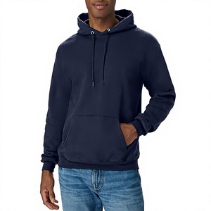 Men's <b>Navy</b> Blue Hooded <b>Sweatshirt</b> Regular Fit Fleece Casual Solid Color Pocket Design Autumn Wear - Product Image 6